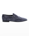 Robert Graham Men's Renegade Skull-embossed Velvet Loafers In Grey