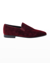 Robert Graham Men's Renegade Skull-embossed Velvet Loafers In Wine