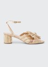 Loeffler Randall Camellia Pleated Bow Heel With Ankle Strap In Gold In Gold