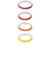 Fry Powers The Warm Set Unicorn Rainbow Set Of Four Sterling Silver And Enamel Rings In Multi