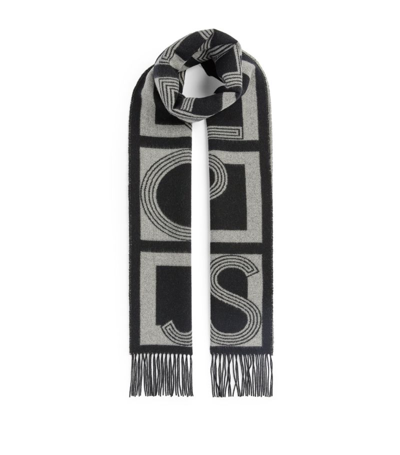 Joseph Alphabet Wool And Cashmere-blend Scarf In Black/ivory