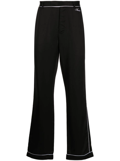Amiri Straight-leg Satin Trousers In Black