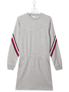 Tommy Hilfiger Junior Striped-trim Sweatshirt Dress In Grey