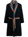 Paul Smith Stripe-lapels Cotton-towelling Dressing Gown In Blue