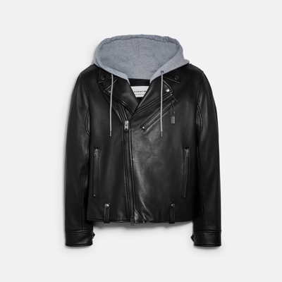 Coach Leather Moto Jacket In Black