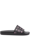 Mcm Color Splash Logo Pool Slides In Black