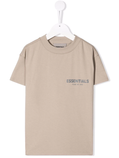 Essentials Kids' Logo-print Cotton T-shirt In Neutrals