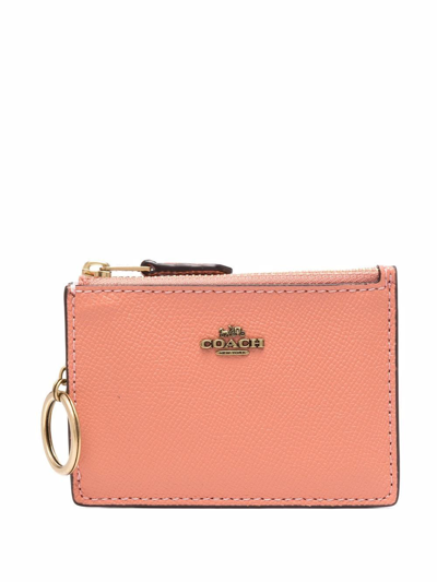 Coach Logo Zipped Wallet In Pink