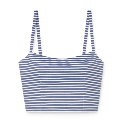 G. Label Dru Striped Shirting Bustier In Navy,white