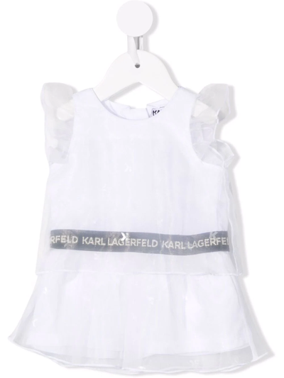 Karl Lagerfeld Babies' Layered Logo-print Dress In White