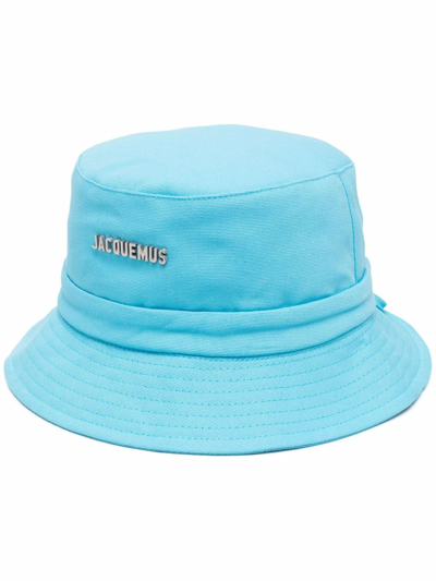 Jacquemus Le Bob Gadjo Cotton Canvas Bucket Hat In Blue