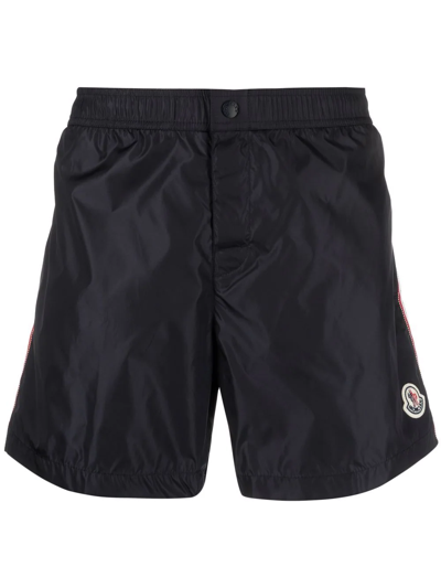 Moncler Logo-patch Swim Shorts In Blue