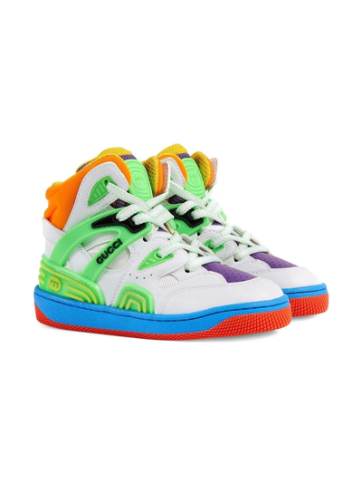 Gucci Kids Multicolor Basket Trainers In Разноцветный