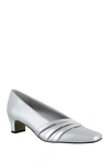 Easy Street Entice Womens Faux Leather Square Toe Dress Pumps In Silver Satin