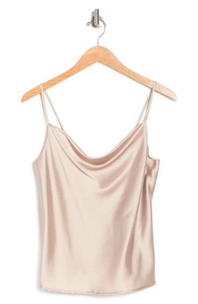 Renee C Satin Cowl Neck Camisole In Beige