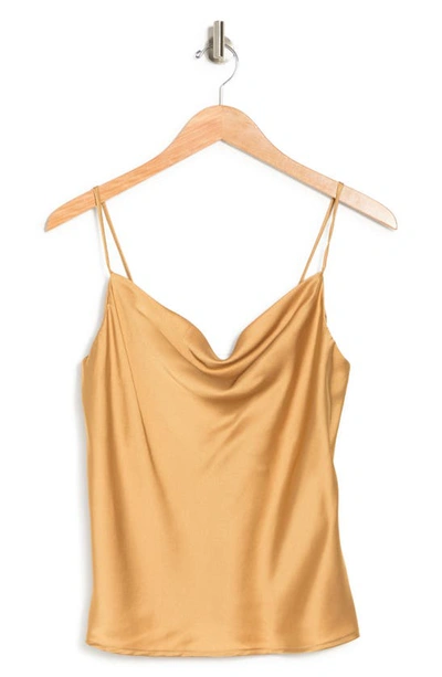 Renee C Satin Cowl Neck Camisole In Gold