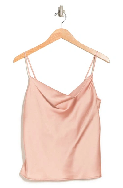 Renee C Satin Cowl Neck Camisole In Light Peach