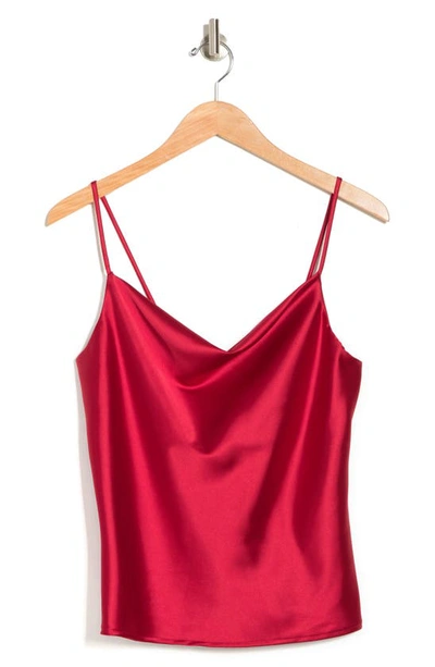 Renee C Satin Cowl Neck Camisole In Red