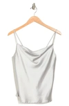 Renee C Satin Cowl Neck Camisole In Silver