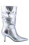 Marc Fisher Manya Ruched Pointed Toe Mid Boot In Silver 040