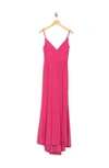 Jump Apparel Plunge V-neck Jersey Gown In Hot Pink