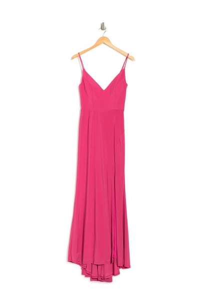 Jump Apparel Plunge V-neck Jersey Gown In Hot Pink