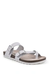 White Mountain Gracie Double Buckle Sandal In White/lea W/ White Outsole