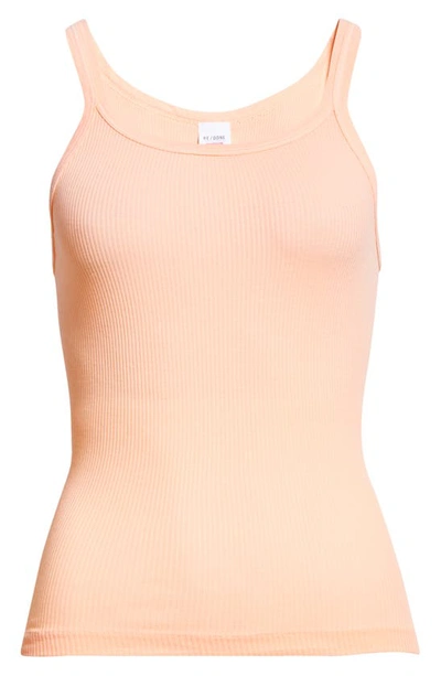 Re/done Ribbed Tank Top In Faded Sorbet