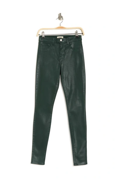 Lagence Marguerite Coated High Waist Skinny Jeans In Evergreen Coated