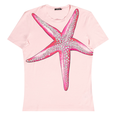 Versace Ladies Starfish Printed T-shirt In Pink
