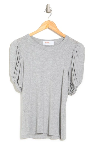 Renee C Solid Scrunched Sleeve Top In Grey