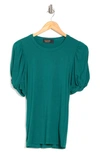 Renee C Solid Scrunched Sleeve Top In Green
