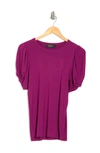 Renee C Solid Scrunched Sleeve Top In Magenta