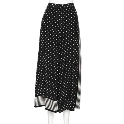Pre-owned Stella Mccartney Monochrome Polka Dotted Silk Wide Leg Trousers S In Black