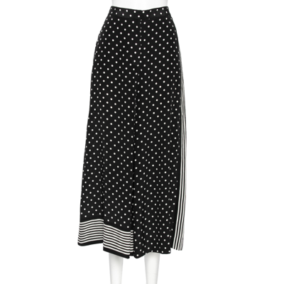 Pre-owned Stella Mccartney Monochrome Polka Dotted Silk Wide Leg Pants S In Black