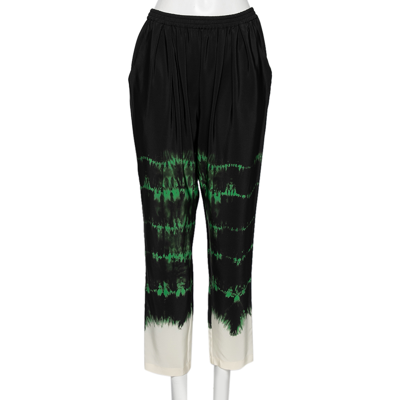 Pre-owned Stella Mccartney Black Tie-dye Printed Silk Pants M