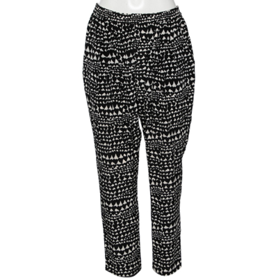 Pre-owned Stella Mccartney Monochrome Heart Printed Silk Trousers M In Black