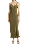 Lagence L'agence Akiya Satin Tank Maxi Dress In Olive Night