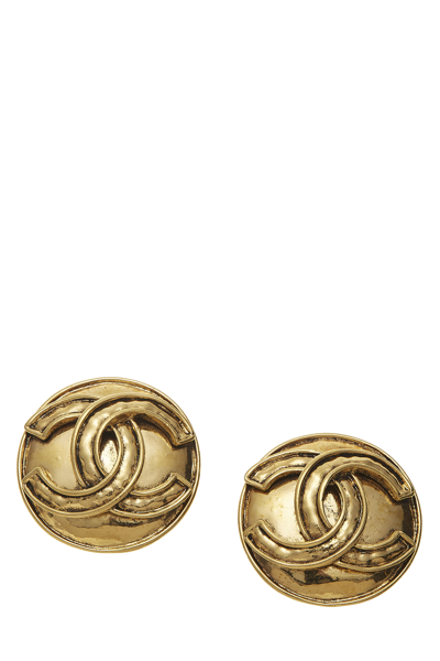 Pre-owned Chanel Gold 'cc' Round Earrings