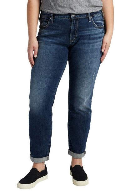 Silver Jeans Co. Boyfriend Mid Rise Slim Leg Jeans In Indigo