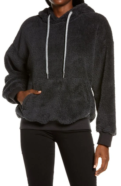 Ugg Lorya Double Face Fleece Hoodie In Ink Black