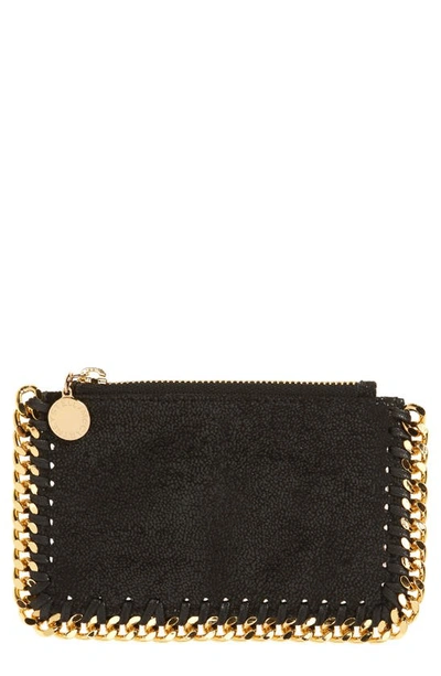 Stella Mccartney Falabella Shaggy Deer Faux Leather Card Case In Black