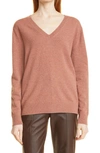 Vince Weekend V-neck Cashmere Sweater In Vintage Rose
