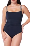 Bleu Rod Beattie Bleu Rod By Beattie Walk The Line Underwire One-piece Swimsuit Women's Swimsuit In Black
