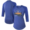 Majestic Threads Heathered Royal Los Angeles Rams Super Bowl Lvi Bound Hollywood Tri-blend 3/4-sleev In Heather Royal