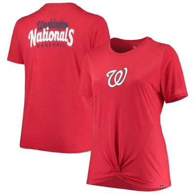 New Era Women's  Red Washington Nationals Plus Size 2-hit Front Knot T-shirt