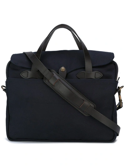 Filson Original Leather-trimmed Twill Briefcase In Blue