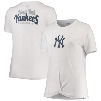 New Era Women's  White New York Yankees Plus Size 2-hit Front Knot T-shirt