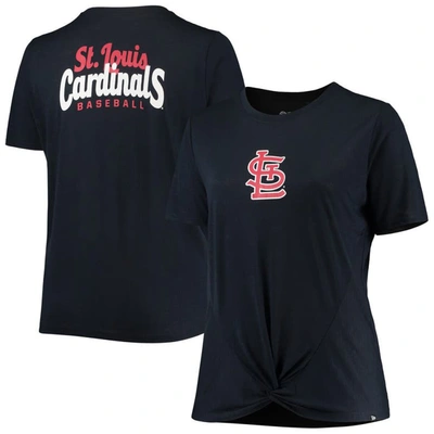 New Era Women's  Navy St. Louis Cardinals Plus Size 2-hit Front Knot T-shirt