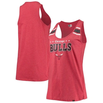 New Era Women's  Heathered Red Chicago Bulls Scoop-neck Racerback Tank Top